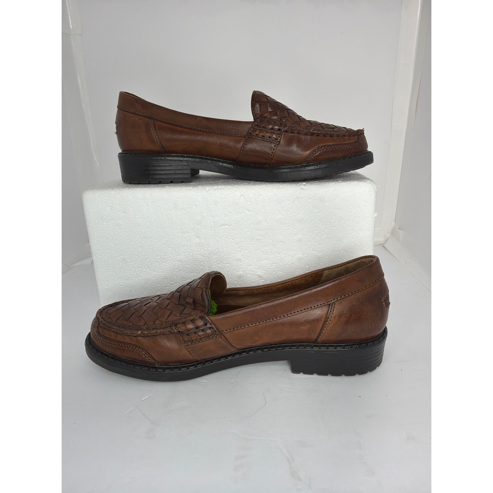 Earth Shoe Susie 8 Woven Leather Loafers Brown Slip On Shoes Womens 8.5 3505911